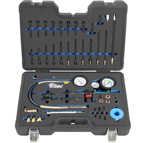 TECPO Profi Kompressionstester Druckverlust Tester Motoren Prüfer kompatibel mit Diesel- und Benzinmotoren von TECPO