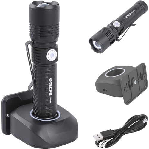 TECPO Taschenlampe 600 Lumen 7500K 250 Meter Leuchtweite 2600 mAh Akku Lampe von TECPO
