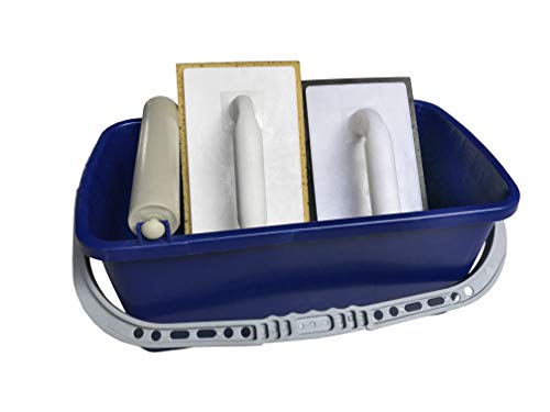 TECTOOL Fliesen-Waschset, Basic - 12L Wascheimer I PREMIUM HYDRO Fliesenwaschbrett I Moosgummi Reibebrett I Komplettset für Fliesenreinigung von TECTOOL
