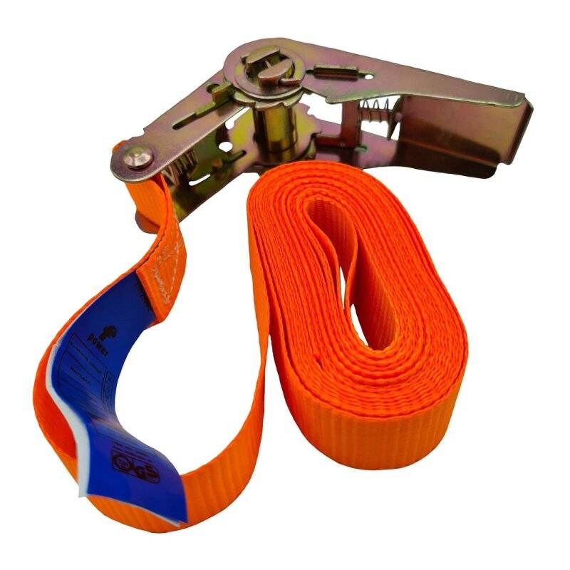 Zurrgurt mit Ratsche 1-teilig 500 kg (500 daN) 25 mm breit 4 m lang orange von TECTOR®