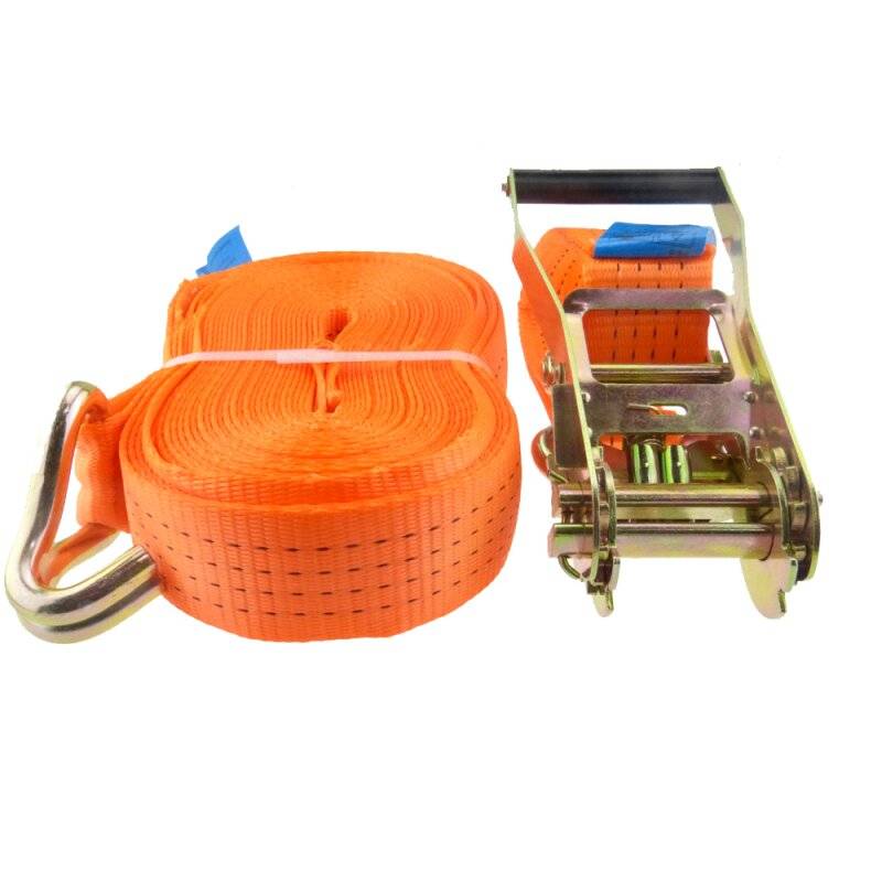 Zurrgurt mit Ratsche 2-teilig 4000 kg (2000 daN) Spitzhaken 50 mm breit 4 m lang orange von TECTOR®