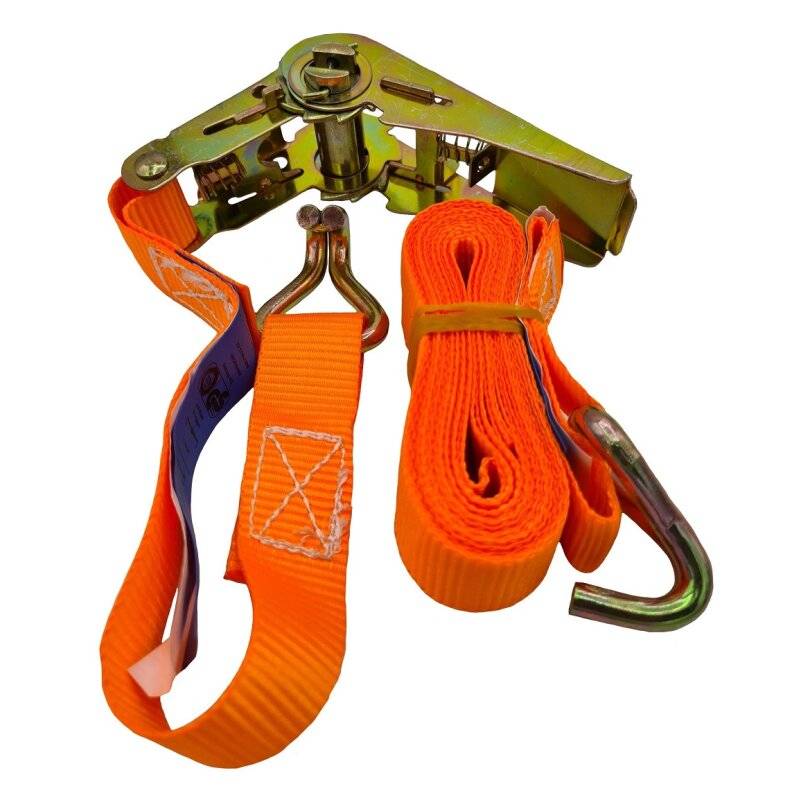 Zurrgurt mit Ratsche 2-teilig 500 kg (250 daN) Spitzhaken 25 mm breit 6 m lang orange von TECTOR®