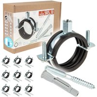 Tecuro - 10-er Kombi-Set Schraubrohrschelle 50-55 mm, inkl. Stockschraube M8 x 100 mm und Hohlraumdübel, mit Schallschutzeinlage Tecuro - 10-er Kombi-Set Schraubrohrschelle 50-55 mm, inkl. Stockschraube M8 x 100 mm und Hohlraumdübel, mit Schallschutzeinlage von TECURO