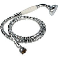 Tecuro - Nostalgie - Handbrause ø 65 mm, 1-strahlig, mit 200 cm Metallbrauseschlauch verchromt von TECURO