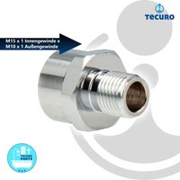 Tecuro - Reduzierstück M15/1 Innengewinde x M10/1 Außengewinde MS-verchromt von TECURO