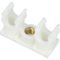 Tecuro - Rohrclip doppelt - ø 14/15 mm - Kunststoff weiß mit Messing-Gewindebuchse von TECURO