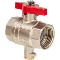 Tecuro - Kugelhahn mit Messfühleranschluss M10 x 1 mm, 1 Zoll ig/ig, MS-vernickelt, Flügelgriff Tecuro - Kugelhahn mit Messfühleranschluss M10 x 1 mm, 1 Zoll ig/ig, MS-vernickelt, Flügelgriff von TECURO