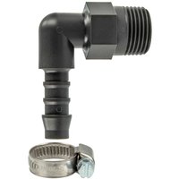 Tecuro - Winkel Schlauchtülle ø 27 mm x 1 Zoll ag, mit Edelstahlschlauchschelle - Nylon grau von TECURO