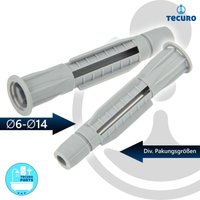 tecuro Universal Hohlraumdübel Allzweckdübel Dübel 8,0 x 51 mm - 50 Stück - Kunststoff grau von TECURO