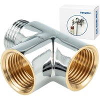 tecuro 2-Wege Verteiler T-Stück, allseitig 1/2 Zoll, Messing verchromt von TECURO