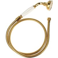 tecuro Nostalgie - Handbrause Ø 65 mm, 1-strahlig, mit 125 cm Metallbrauseschlauch vergoldet von TECURO
