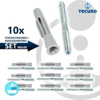 Tecuro - Stockschraube m 8 x 80 mm, verz. mit Universal Hohlraumdübel - 10 Stück Tecuro - Stockschraube m 8 x 80 mm, verz. mit Universal Hohlraumdübel - 10 Stück von TECURO
