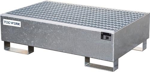 TECWERK 2000467210 Auffangwanne 215l L1200xB800xH360mm Stahlbl.m.Gitterrost silb von TECWERK