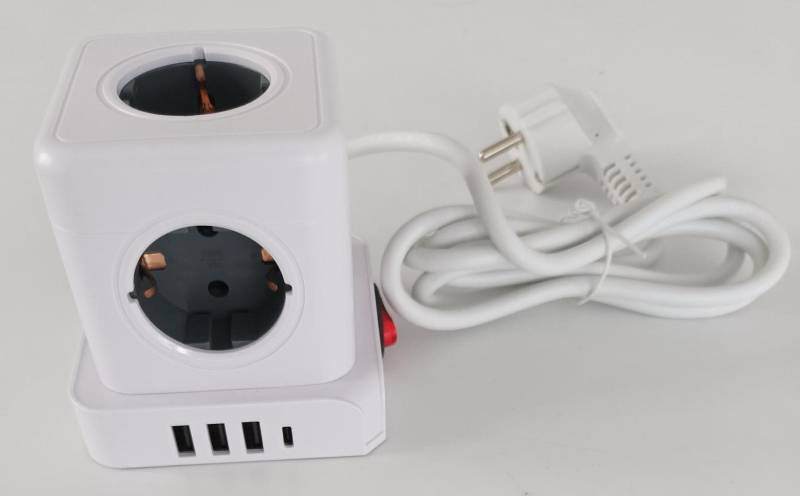 TEDAYA E23 Verlängerungskabel mit USB- Ladefunktion Steckdosenleiste 5-fach von TEDAYA