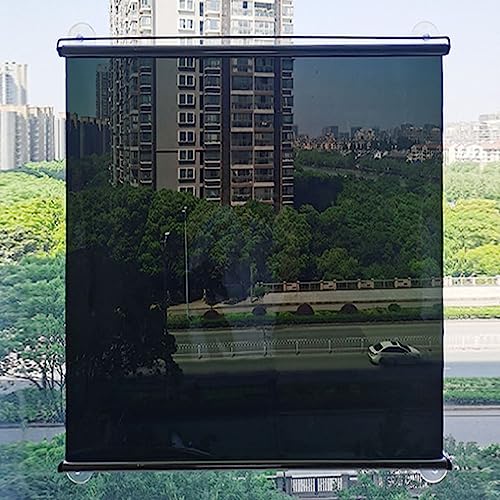 Rollo,Rollos für Fenster Einwegperspektive mit Saugnapf,Verdunkelung Rollos ohne Bohren,Fensterrollos mit Thermoisoliert,UV-Schutz Wasserdichter,für Zuhause Fenster Türen (Black,52×150cm/20×59in) von TEEDEEESS