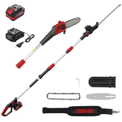 TEENO 2-in-1 Heckenschere und Motorsäge,Neigbarer Kopf,Mit 20V 4000mAh-Akku,Inklusive Verstellbarer Teleskopstange und Bequemen Schultergurt,Akku Multifunktionswerkzeug TEENO 2-in-1 Heckenschere und Motorsäge,Neigbarer Kopf,Mit 20V 4000mAh-Akku,Inklusive Verstellbarer Teleskopstange und Bequemen Schultergurt,Akku Multifunktionswerkzeug von TEENO