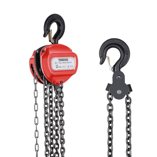 TEENO Flaschenzug 2T Tragkraft 5 m Hubhöhe Seilzug mit 360° drehbarer Haken Seilzug Kettenzug Kettenflaschenzug,Robuste G80-Stahlkette für leichtes Heben, Flaschenzug von TEENO