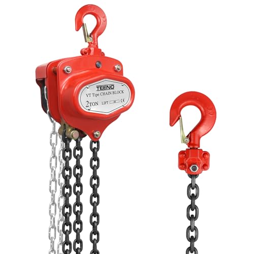 TEENO VT Flaschenzug - Hubkapazität 2 Tonnen, Hubhöhe 6 Meter, Neue Doppel-Ratsche Bremse, G80 Manganstahlkette -Handkettenzug Perfekt für alle Hebeprojekte (2T6M) von TEENO
