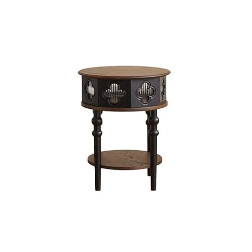 Beistelltische Wohnzimmer Massivholz Wohnzimmer Home Sofa Beistelltisch mit Stauraum Retro Kleiner Couchtisch Runder Tisch Wohnzimmer Beistelltisch Couchtisch von TEESONG
