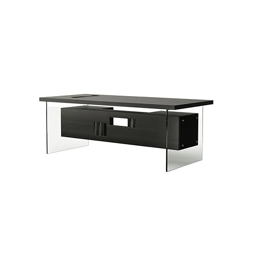 Computerschreibtisch Schreibtisch Massivholz Single Boss Bürowerkbank, Schwarz Computerschreibtisch mit Schubladen, Einfache Möbel, Geeignet für Unternehmen und Zuhause Vanity Schreibtisch Gaming von TEESONG