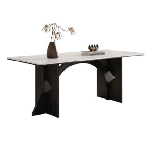 Schreibtisch Couchtisch Retro Cremefarben Wohnzimmertisch Mit Steinplatte, Langer Tisch, Kreative Esstisch Aus Massivholz Teetisch von TEESONG
