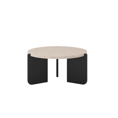 TEESONG Kleine Tische Moderner Couchtisch Travertin Massiver Couchtisch, Couchtisch für den Heimgebrauch, runder Steintisch für Wohnzimmer, niedriger Couchtisch für Wohnzimmer von TEESONG