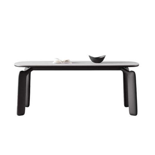 TEESONG Schreibtisch, Couchtisch, rechteckig, aus Massivholz und Schiefer, einfach und modern, für Zuhause, Wohnzimmer, Esszimmer, Teetisch (M: 130 cm x 80 cm x 80 cm) von TEESONG