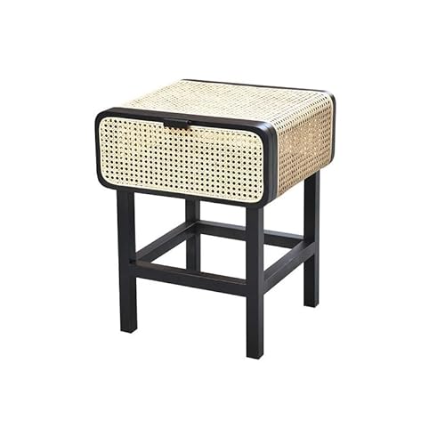 TEESONG Wabi-sabi Beistelltische für Schlafzimmer, Nachttisch, aus Rattan, Retro-Stil, Seitenschrank, Nachttisch, für Zuhause, Nachttisch (C) von TEESONG