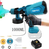 Teetok - Akku Farbsprühsystem Set Elektrische Farbspritzpistole Farbspritzgerät Lackierpistole 1000ml 18V lxt + 5.5A Akku (Ladegerät nicht von TEETOK