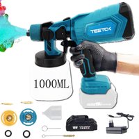 Teetok - Akku Farbsprühsystem Set Elektrische Farbspritzpistole Farbspritzgerät Lackierpistole 1000ml 18V lxt +3.0A Akku+Ladegerät ,Kompatibel mit von TEETOK