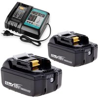 Akkus für Elektrowerkzeug Teetok 5,5Ah Akku Kompatibel mit Makita-Akku 18v BL1850 BL1840 BL1860 lxt DC18RC Akkuladegerät mit 2x 5,5Ah Akku + 1x von TEETOK