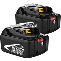Teetok - Batterien, 2X Kompatibel mit Makita-Akku 18V Akku 5,5Ah BL1830 BL1850 BL1860 für lxt Akku-Werkzeuge mit led von TEETOK