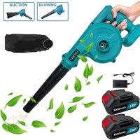 Elektrische Laubbläser und Staubsauger, 2-in-1 Akku-Laubbläser, Akku-Luftgebläse, Garten-Schneestaub-Blatt-Elektrosauger + 2 x 3,0-A-Akku + von TEETOK