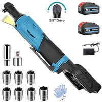 Teetok - Ratschenschlüssel, Akku-Ratschenschlüssel rechts 3/8 Set, 400Nm 400 U/min variable Geschwindigkeit, mit 7 Stecknüssen, 2er-Pack von TEETOK