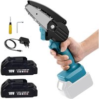 Mini 4 Zoll Kettensäge, Batterie Kettensäge, kleine tragbare Einhand-Kettensäge für Garten, Holz und Gartenschere (2 x 3.0 Akku und Mini 4 Zoll Kettensäge, Batterie Kettensäge, kleine tragbare Einhand-Kettensäge für Garten, Holz und Gartenschere (2 x 3.0 Akku und von TEETOK