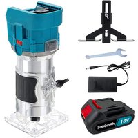 Teetok - Trimmfräsen, bürstenloses 850-W-Akku-Fräswerkzeug, elektrischer 1/4-Zoll-Handholzschneider mit 6 Geschwindigkeiten + 3,0-A-Akku + Ladegerät, von TEETOK