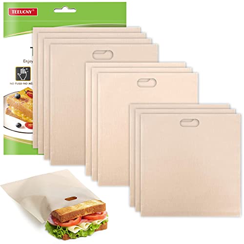 Toaster Beutel, TEEUCNY Antihaft Toast Beutel Wiederverwendbare Waschbar Toast Tüten für Sandwich Snacks Pizzastücke Chicken Nugget Anzug Käse für Toaster Backofen Mikrowelle Grill 10PCs Toasttaschen von TEEUCNY