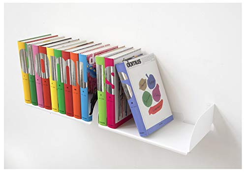 TEEbooks - Bücherregale - Satz von 2 - Weiß - Stahl - L 45 cm, Tiefe 25 cm, H 15 cm von TEEbooks