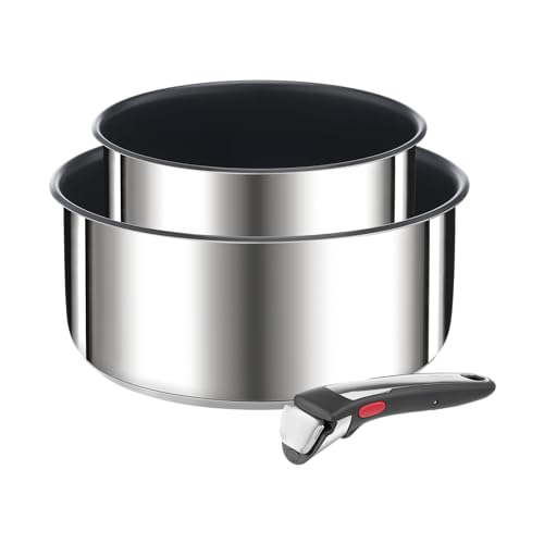 Tefal Ingenio Preference On Kochgeschirr, 3-teilig, Töpfe 16/20 cm + 1 abnehmbarer Griff, außen Edelstahl, Antihaftbeschichtung innen, Induktion, L9748902 Tefal Ingenio Preference On Kochgeschirr, 3-teilig, Töpfe 16/20 cm + 1 abnehmbarer Griff, außen Edelstahl, Antihaftbeschichtung innen, Induktion, L9748902 von Tefal