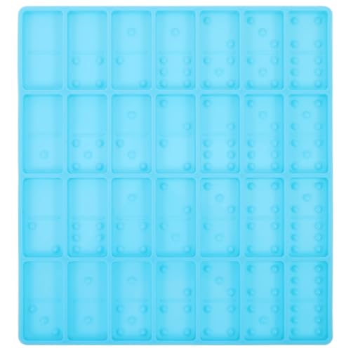 TEHAUX Silikonform Domino Harzformen - 28 Kavitäten DIY Silikonform für Epoxidguss - Wiederverwendbare Domino-Spiel Form für Schmuck- und Bastelarbeiten, Blau von TEHAUX