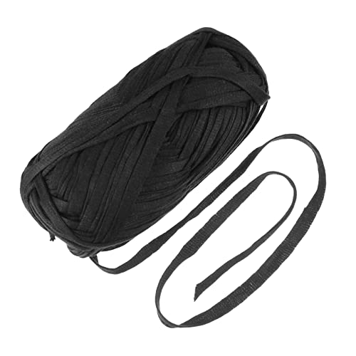 TEHAUX 1 Rolle geflochtener Stofffaden Wohnung Gewebte Material Streifen Weberei bunt teppiche bastteppich handwebteppich teppichleisten Braided String DIY Bastelseil DIY Seil Acryl Black von TEHAUX
