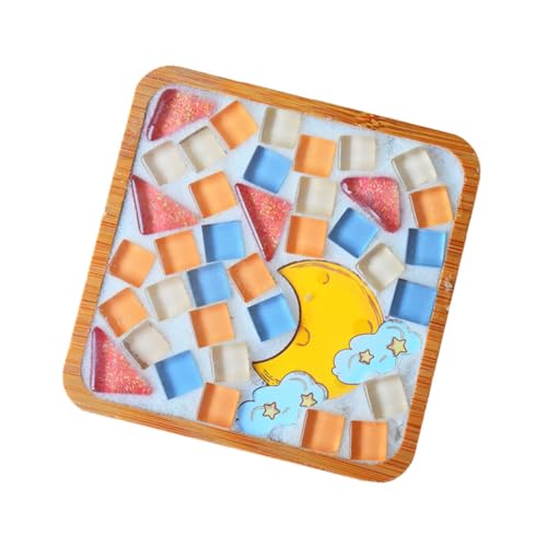 TEHAUX 1satz Mosaik Untersetzer Materialien Kit Für Kreative Handarbeit Inklusive Holzuntersetzer Und Bastelzubehör Für Erwachsene von TEHAUX