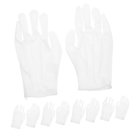 TEHAUX 10 Paare Weiße Nylon Handschuhe für Schmuckinspektion Atmungsaktiv Formelle Schutzhandschuhe für Uhrengeschäfte und Antiquitäten Schutz vor Fingerabdrücken von TEHAUX