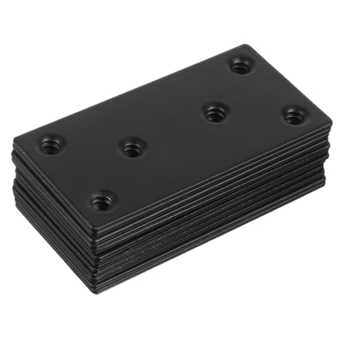 TEHAUX 10 Stück Teiliges Flachwinkelverbinder für Holzregale und Schränke Schwarze Mending Plates mit Löchern für Möbel und DIY Projekte von TEHAUX
