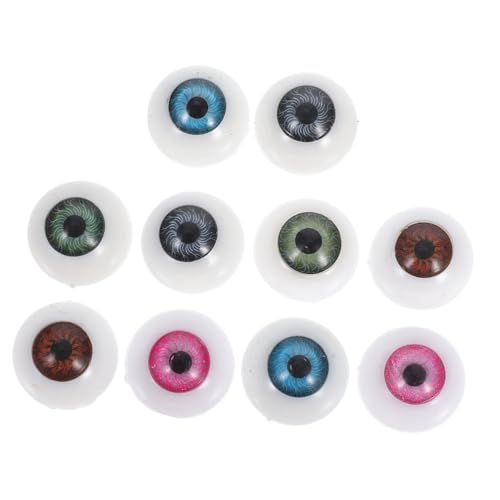 TEHAUX 10 Stück Teiliges Halbrunde Kunststoff Augen für Bastelzubehör Realistische Puppenaugen mit Lebensechtem Adermuster Vielseitig für DIY Plüschtiere und Halloween Dekorationen von TEHAUX