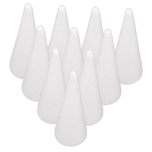TEHAUX 10 Stück Teiliges Weiße für DIY Bastelprojekte Vielseitige Schaumstoffkegel für Weihnachtsdeko Bastelmaterial für Kindergarten Schule und Zuhause von TEHAUX
