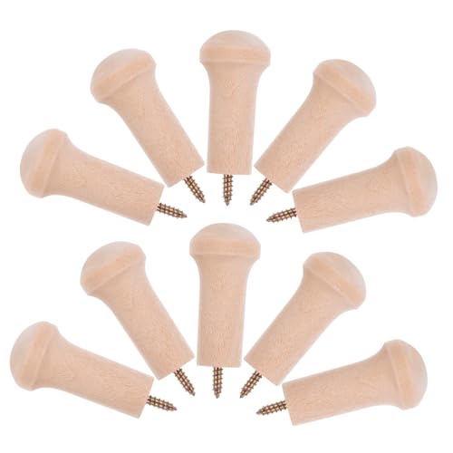 TEHAUX 10 Stück Wandhaken Holz Unlackierte Schwenkhaken für Kleidung Hüte Handtücher Robuste und Aufbewahrungslösung für Flur und Schlafzimmer von TEHAUX