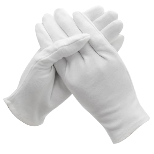 TEHAUX 12 Paar Weiße Baumwollhandschuhe Mittelstark Gepolstert Wiederverwendbar Atmungsaktiv Hautfreundlich für Arbeit Garten Schmuckinspektion und Industrielle Nutzung TEHAUX 12 Paar Weiße Baumwollhandschuhe Mittelstark Gepolstert Wiederverwendbar Atmungsaktiv Hautfreundlich für Arbeit Garten Schmuckinspektion und Industrielle Nutzung von TEHAUX