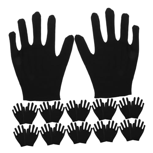 TEHAUX 12 Paare Baumwollhandschuhe Feuchtigkeitsspendend Mittelstark Schützend Arbeitshandschuhe für Schmuckprüfung Garten Reinigung Outdoor Wiederverwendbar Schwarz von TEHAUX