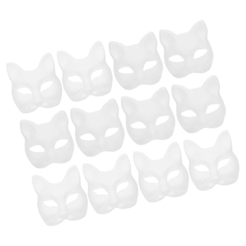 TEHAUX 12Stücke DIY Unbemalte Papiermasken für Karneval Maskerade Geburtstagsfeiern Leicht Sicher Bemalen und Katzen und Fuchs Masken von TEHAUX